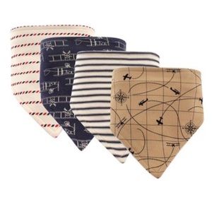 NWT Brown and Navy Airplane Triangle Bib Set